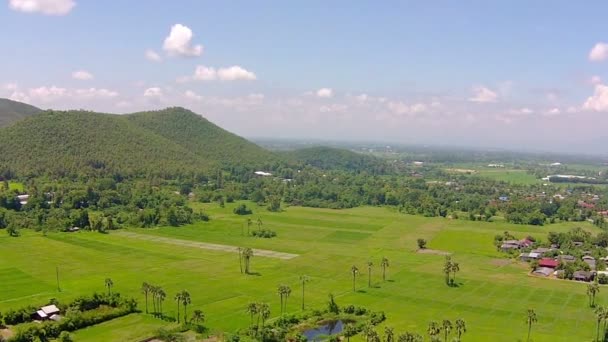 Letecký snímek rýže pole a horských — Stock video
