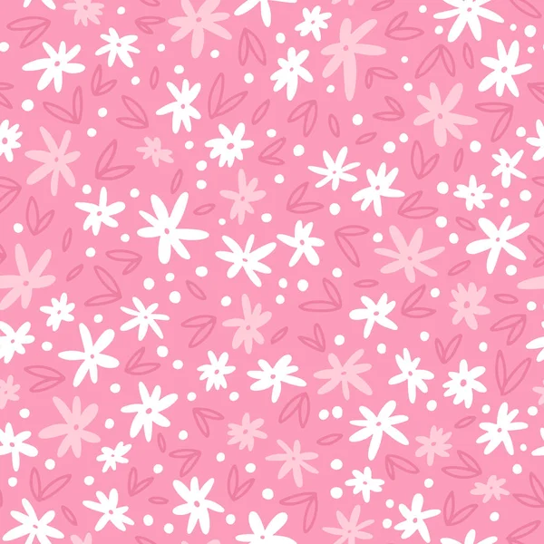 Frühling nahtlose Muster mit kleinen naiven Blumen. Digitales Papier mit kleinen einfachen Gänseblümchen. Vektor handgezeichnete Illustration in Pastellfarben. Ideal für Textilien, Textildruck. — Stockvektor