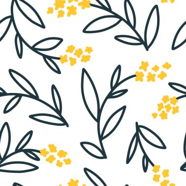 Çiçeksiz, küçük çiçekli vektör deseni. Basit bir el çizimi tarzı. Motifler özgürlüğü dağıttı. Kumaş, tekstil ve duvar kâğıdı için oldukça kalitesiz. Beyaz arkaplanda dijital kağıt