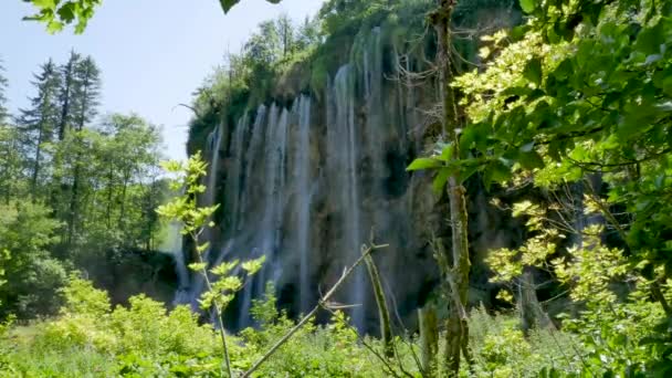 Erstaunliche Landschaft Mit Wasserfällen Nationalpark Plitvicer Seen Kroatien Stockvideo