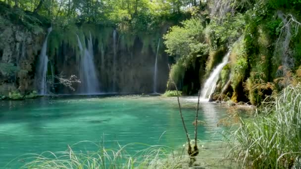 Wasserfall Und See Plitvice Nationalpark Schöner Ort Kroatien — Stockvideo