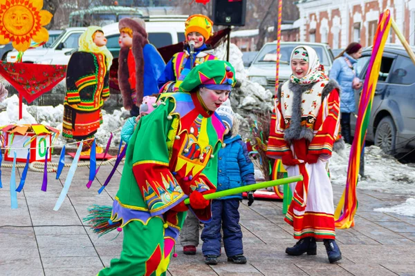 Omsk Russia March 2020 Folk Festivals Maslenitsa Russia Maslenitsa Week — Stock Photo, Image