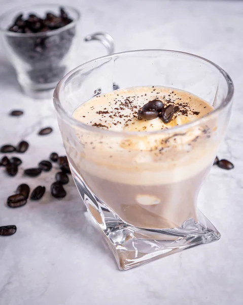 Delicious Affogato Prepared Coffee Capsule Scoop Vanilla Ice Cream Served — Stock Photo, Image