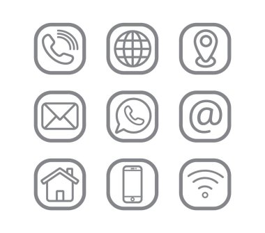 Belge, bizimle irtibat simgeleri stok illüstrasyonunu ayarlayın