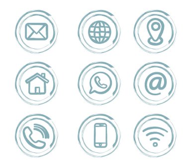 Belge, bizimle irtibat simgeleri stok illüstrasyonunu ayarlayın