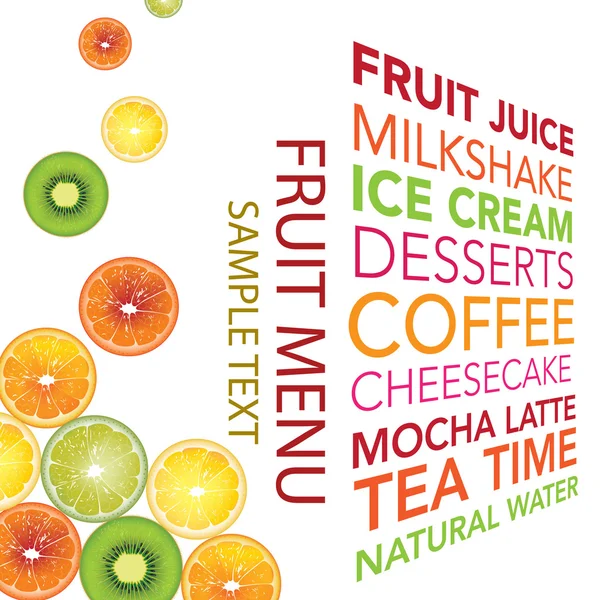 Menu fruits fond — Image vectorielle
