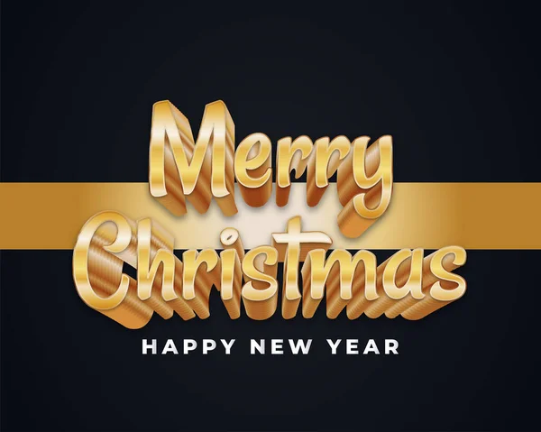 Joyeux Noël Bannière Avec Texte Luxe Sur Fond Noir — Image vectorielle