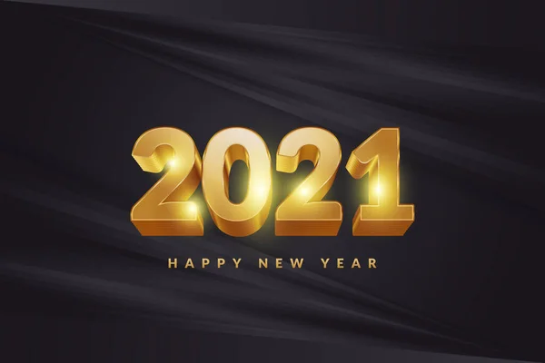 Feliz Ano Novo 2021 Banner Cartaz Com Números Ouro Elegante — Vetor de Stock