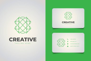 Yeşil çizgili soyut lüks geometrik logo otel, spa, emlak veya yaratıcı stüdyo logosu için uygundur.