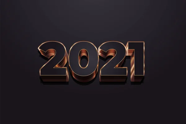 Siyah ve altın renkli siyah arka planda izole edilmiş 3d 2021 sayıları