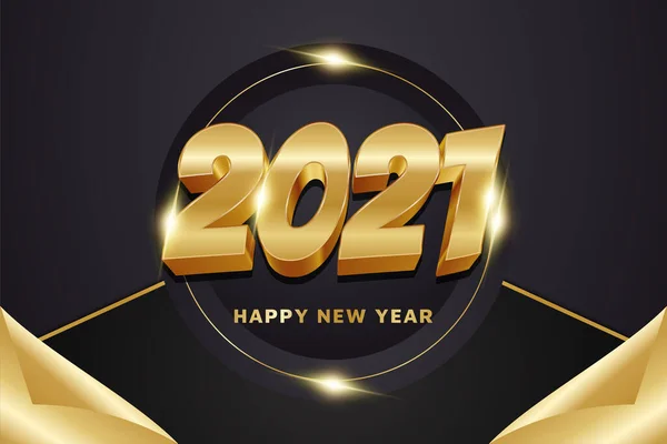 Feliz Ano Novo 2021 Banner Com Números Ouro Isolado Fundo — Vetor de Stock