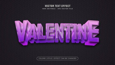 Kalın 3d Sevgililer Günü metnini mor, plastik desenli ve kabartmalı efektli