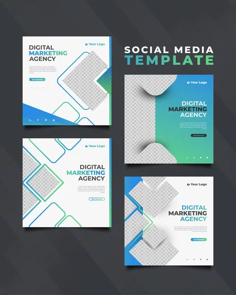 Agencia Marketing Digital Medios Sociales Post Plantilla Concepto Moderno Dinámico — Vector de stock