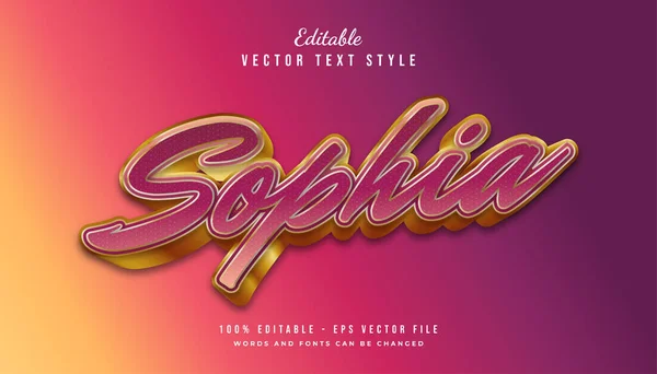 Sophia Text Style Effect Met Kleurrijke Verloop Gold Composition Bewerkbaar — Stockvector