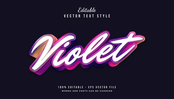 Violet Text Style Effect Met Kleurrijke Kleurverloop Samenstelling Bewerkbaar Effect — Stockvector