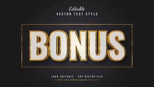 Bold Bonus Tekst Stijl Wit Goud Met Gestructureerd Effect — Stockvector