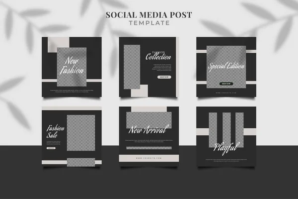 Social Media Post Template Met Minimalistische Stijl Zwart Wit Concept — Stockvector