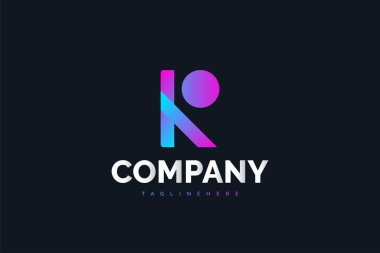 Modern ve Soyut Renkli Gradyan Konsepti ile İlk Harf K ve O Logosu