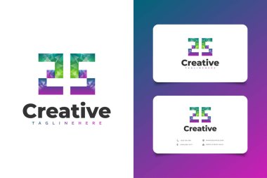 Modern Gradient Concept ve Business Card 'lı soyut harfli SS logosu. İş ve Teknoloji Logoları için kullanılabilir. Modern Logo Tasarım Şablonu