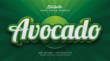 3 Boyutlu ve Kabartmalı Yeşil Avokado Metin Biçimi. Düzenlenebilir Metin Biçimi Efekti