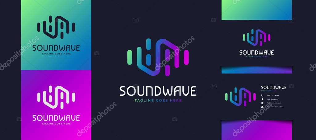 Colorful Sound Wave Logo Design, Suitable for Music Studio or Technology Logos. Equalizer Logo Design Template
