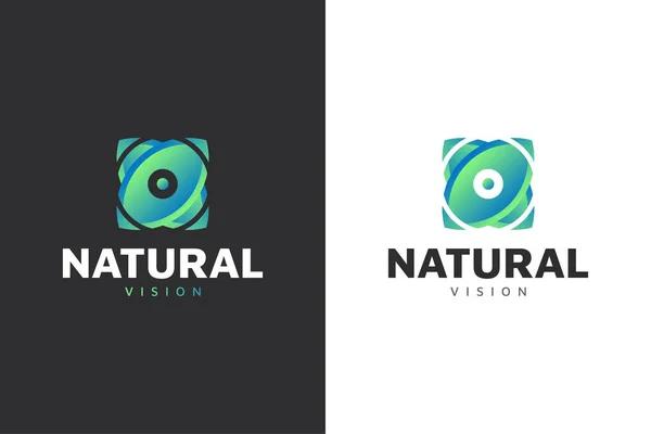 Green Gradient Natural Eye Vision Logo 사업이나 기기를 수있다 — 스톡 벡터
