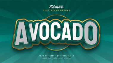 Yeşil ve Altın Avokado Metin Biçimi 3D ve Kabartmalı Efekt. Düzenlenebilir Metin Biçimi Efekti