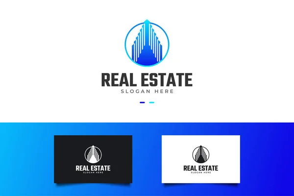 Moderní Realitní Logo Blue Gradient Šablona Pro Návrh Loga Stavby — Stockový vektor