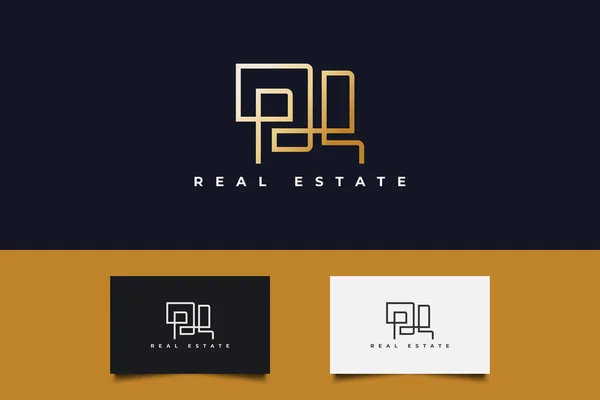 Real Estate Logo Gold Gradient Line Style Šablona Pro Návrh — Stockový vektor