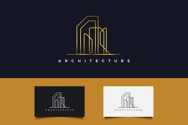 Real Estate Logo Gold Gradient Line Style Šablona Pro Návrh — Stockový vektor