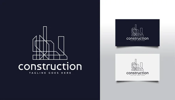 Logotipo Abstracto Bienes Raíces Estilo Línea Plantilla Diseño Logotipo Construcción — Vector de stock