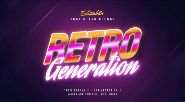 Colorful Text Effect Retro Glowing Neon Effect — Stock Vector