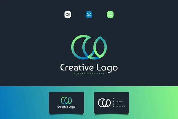 要旨青と緑のグラデーションで連結したコンセプトの頭文字CとOのロゴ 葉をコンセプトにしたCoロゴ ビジネスまたはテクノロジーのロゴに使用できます — ストックベクタ