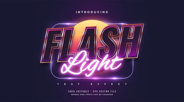 Renkli ve Parlayan Neon Efektli Flash Light Metin Biçimi. Düzenlenebilir Metin Biçimi Efekti
