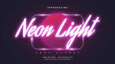 Parlayan Mor Neon Metin Efekti. Düzenlenebilir Metin Biçimi Efekti