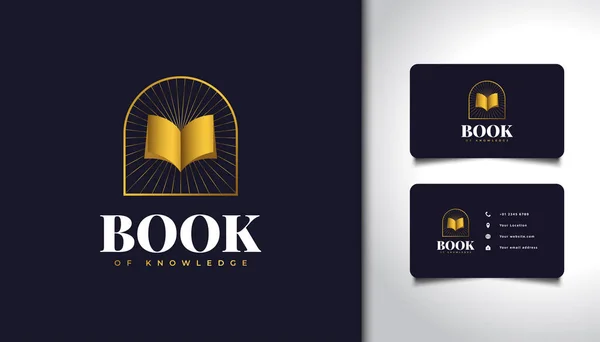 Abrir Logotipo Livro Com Estilo Vintage Luxo Gold Gradient Utilizável — Vetor de Stock