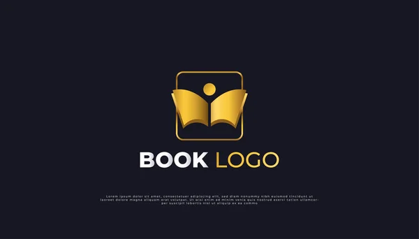 Logotipo Libro Con Sol Gradiente Oro Lujo Utilizable Para Negocios — Vector de stock