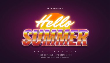 Renkli Retro Biçimli Yaz Zamanı Metni ve Parlayan Neon Efekti
