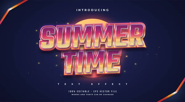 Summer Time Text Barevném Retro Stylu Upravitelný Efekt Textu — Stockový vektor