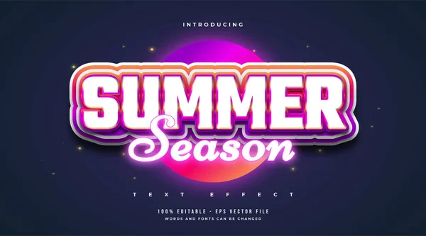 Sommarsäsong Text Färgglad Stil Och Glödande Neon Effekt Redigerbar Texteffekt — Stock vektor