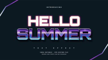 Renkli ve Neon Efektli Merhaba Yaz Metni. Düzenlenebilir Metin Biçimi Efekti