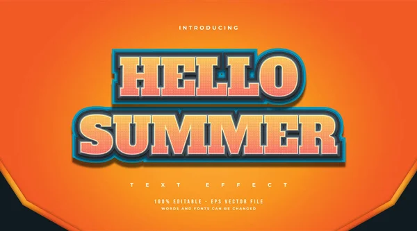 Γεια Σας Καλοκαίρι Κείμενο Πολύχρωμο Στυλ Κινουμένων Σχεδίων Επεξεργασία Εφέ — Διανυσματικό Αρχείο