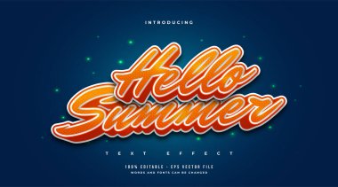 3D Kabartmalı Orange Gradient ile Merhaba Yaz Metni. Düzenlenebilir Metin Biçimi Efekti