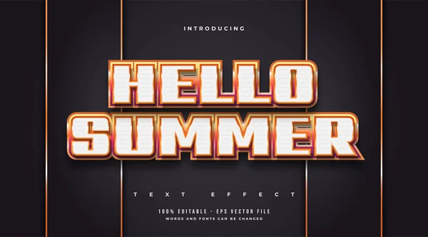 Hello Summer Text Colorful Gradient Effect Embossed Effect Efekt Upravitelného — Stockový vektor