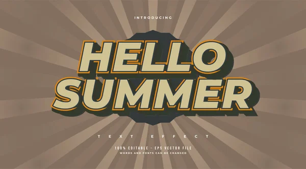 Hello Summer Винтажном Мультипликационном Стиле Эффектом Эмбошира Эффект Редактируемого Текста — стоковый вектор