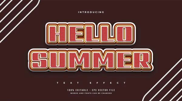 Hello Summer Text Retro Cartoon Style Efekt Upravitelného Stylu Textu — Stockový vektor