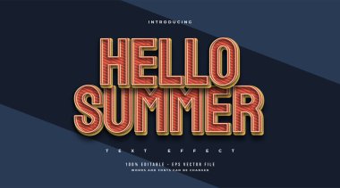 Kabartma Efektli Merhaba Yaz Yazı Metni. Düzenlenebilir Metin Efekti