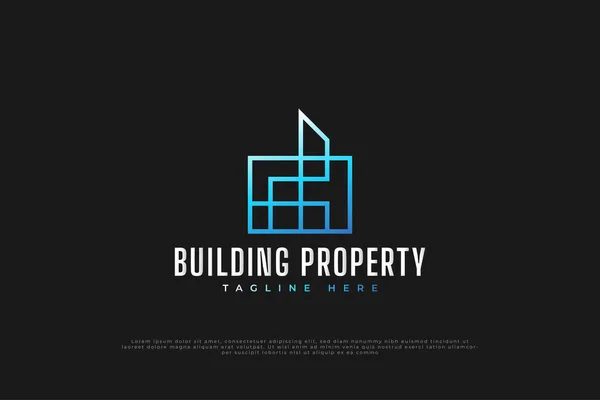 Minimalist Real Estate Logo Blue Gradient Line Style 약자이다 템플릿 — 스톡 벡터