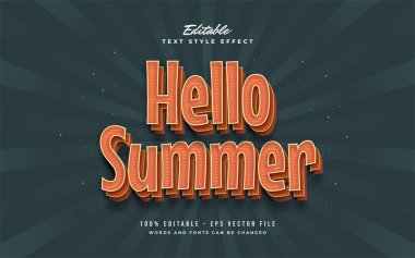 3d ve Kabartmalı Portakal Tarzı ile Merhaba Yaz Metni. Düzenlenebilir Metin Efekti