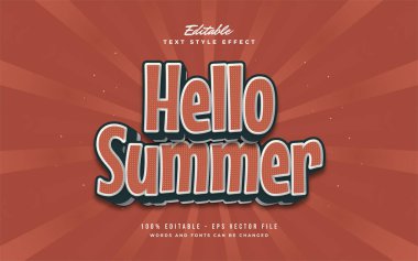 Vintage Orange Style ile Merhaba Yaz Metni. Düzenlenebilir Metin Efekti